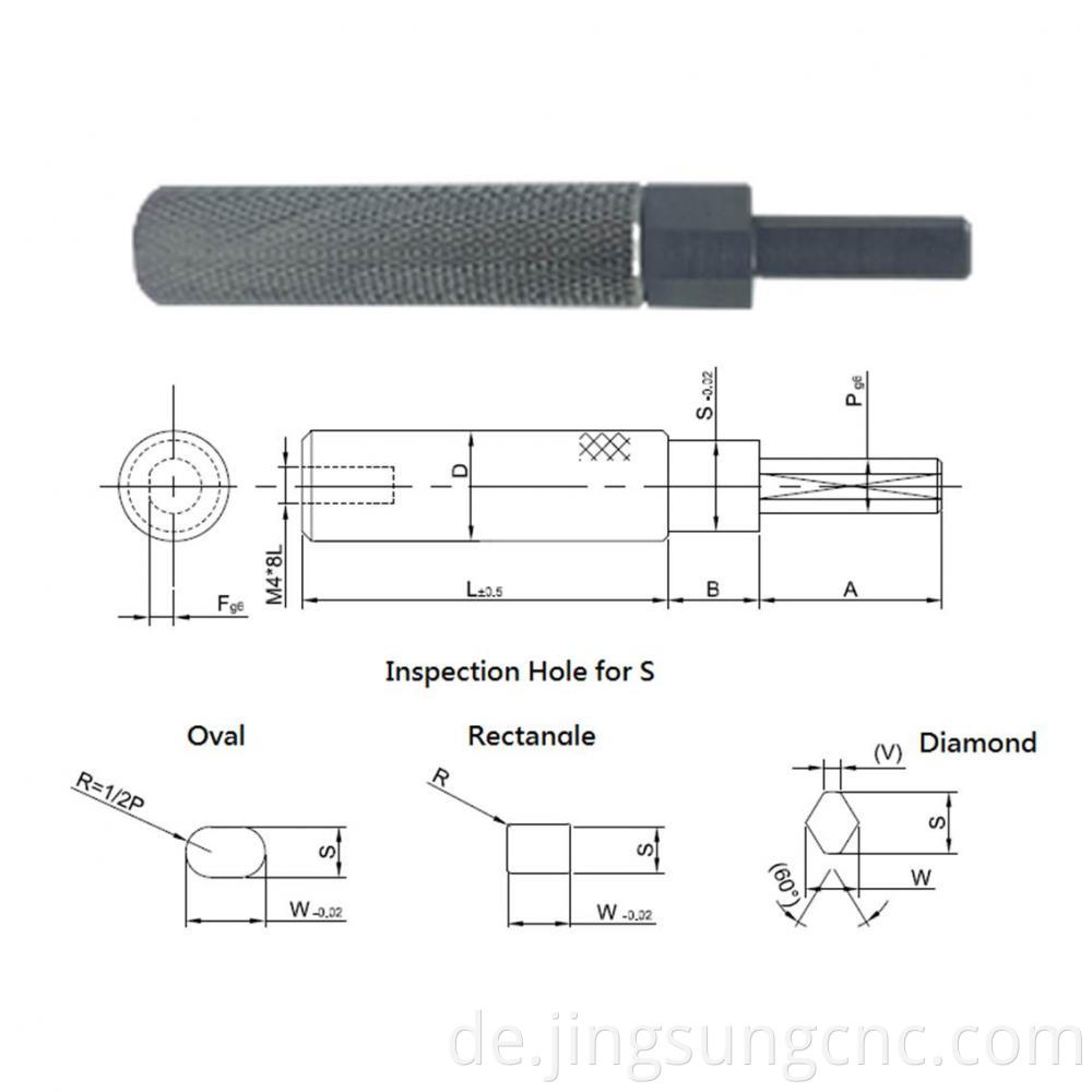 Slot Pins Inspection Hole Straight Stepped